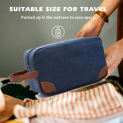 Black And Brown Men's Canvas Toiletry Bag - Large Capacity Water-Resistant Travel Organizer Dopp Kit with V888-ELOSUNG27331