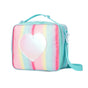 Blue Sparkling Rainbow Heart Insulated Lunch Bag for Kids - Portable School Lunch Box with Shoulder Strap V888-ELOSUNG27336