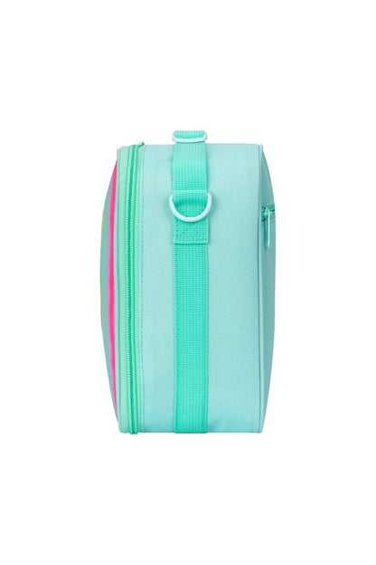 Blue Sparkling Rainbow Heart Insulated Lunch Bag for Kids - Portable School Lunch Box with Shoulder Strap V888-ELOSUNG27336