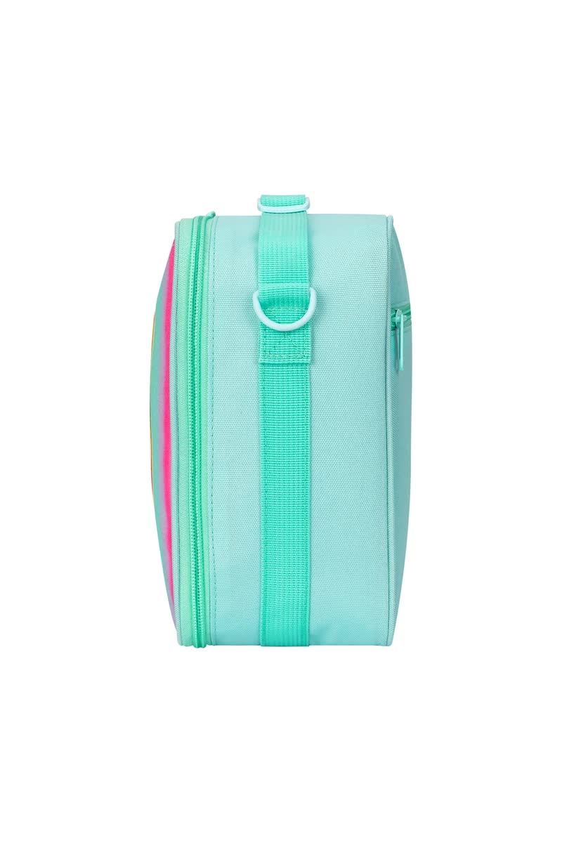Pink Sparkling Rainbow Heart Insulated Lunch Bag for Kids - Portable School Lunch Box with Shoulder Strap V888-ELOSUNG27338