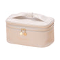 Beige Stylish PU Leather Makeup Bag - Large Capacity Double Layer Waterproof Travel Cosmetic Organizer Case V888-ELOSUNG27339