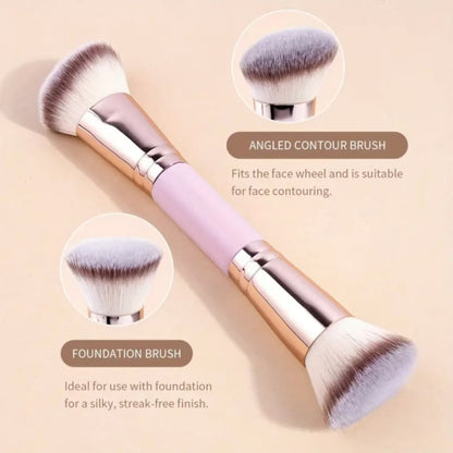 Pink and Glod Versatile 4pc Dual-Ended Makeup Brush Set - Soft Synthetic Bristles for Foundation Blush V888-ELOSUNG27342