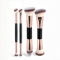 Black and Glod Versatile 4pc Dual-Ended Makeup Brush Set - Soft Synthetic Bristles for Foundation Blush V888-ELOSUNG27343