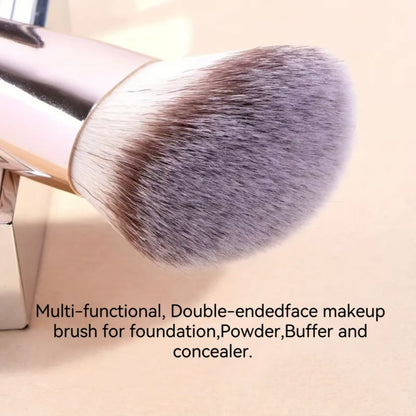Black Versatile 4pc Dual-Ended Makeup Brush Set - Soft Synthetic Bristles for Foundation Blush Contour V888-ELOSUNG27344