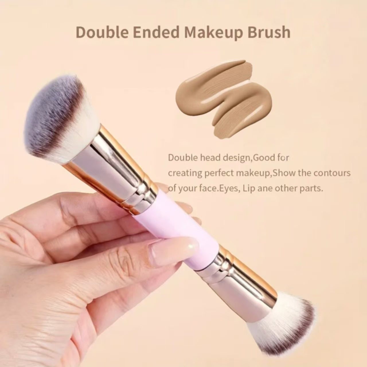 Black Versatile 4pc Dual-Ended Makeup Brush Set - Soft Synthetic Bristles for Foundation Blush Contour V888-ELOSUNG27344
