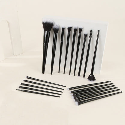 Black Complete 20-Piece Makeup Brush Set with Travel Pouch - Professional Synthetic Face & Eye Brushes Kit V888-ELOSUNG27345