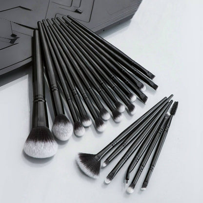 Black Complete 20-Piece Makeup Brush Set with Travel Pouch - Professional Synthetic Face & Eye Brushes Kit V888-ELOSUNG27345