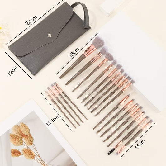 Brown and Glod Complete 20-Piece Makeup Brush Set with Travel Pouch - Professional Synthetic Face & Eye V888-ELOSUNG27346