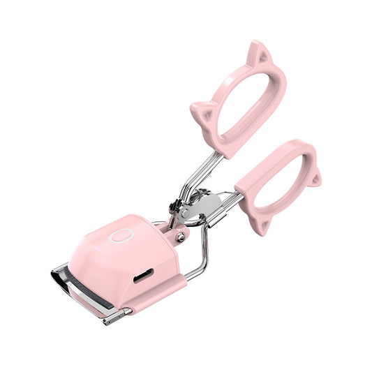 Pink USB-C Rechargeable Heated Eyelash Curler - Gentle Long-Lasting Lift with 2 Temperature Modes & Cute Cat V888-ELOSUNG27362