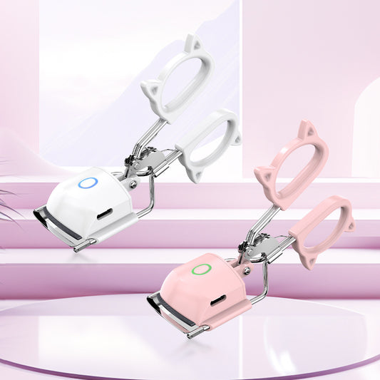 Pink USB-C Rechargeable Heated Eyelash Curler - Gentle Long-Lasting Lift with 2 Temperature Modes & Cute Cat V888-ELOSUNG27362