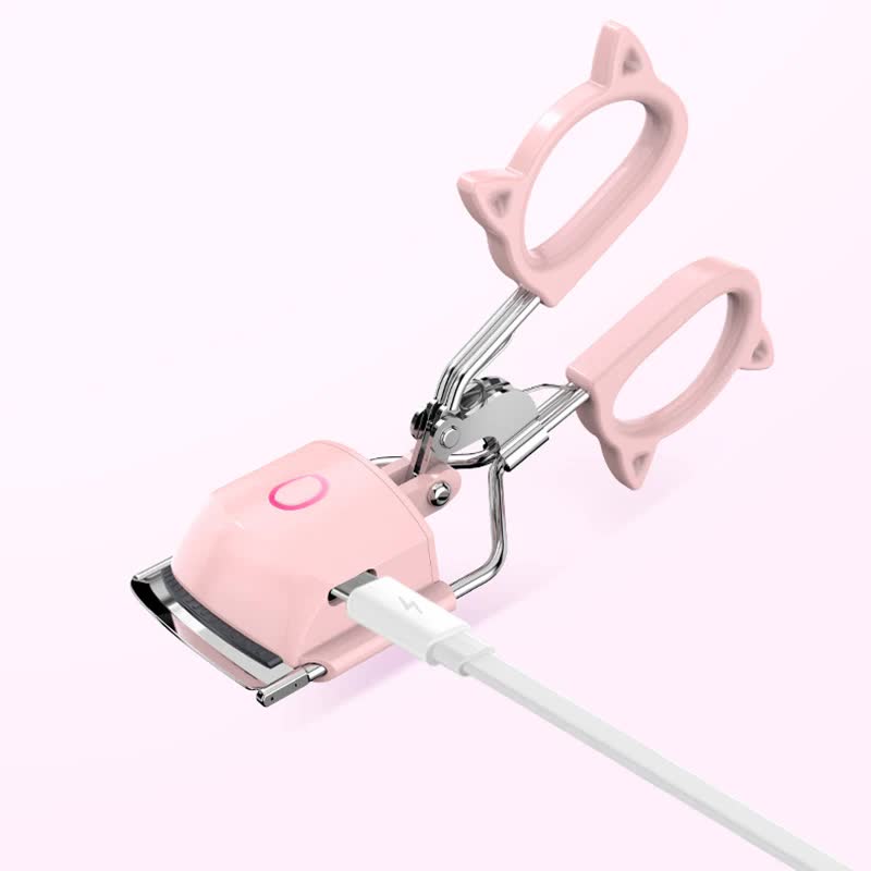 Pink USB-C Rechargeable Heated Eyelash Curler - Gentle Long-Lasting Lift with 2 Temperature Modes & Cute Cat V888-ELOSUNG27362