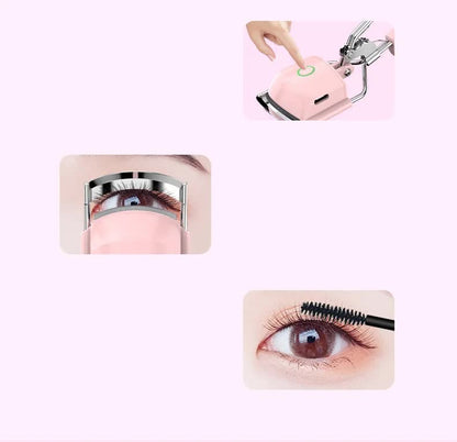 White USB-C Rechargeable Heated Eyelash Curler - Gentle Long-Lasting Lift with 2 Temperature Modes & Cute Cat V888-ELOSUNG27363