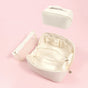 Beige Elegant PU Leather Makeup Bag & Toiletry Organizer with Detachable Mesh Pouch - Large Capacity Travel V888-ELOSUNG27366