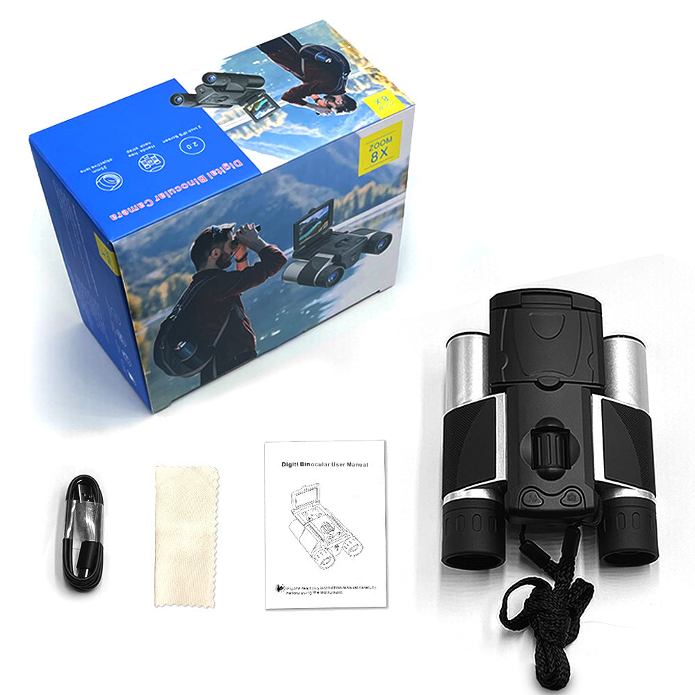 Black HD Digital Camera Binoculars 8X Zoom - Record Video & Photos with LCD Screen, Starlight Night Vision V888-ELOSUNG27372