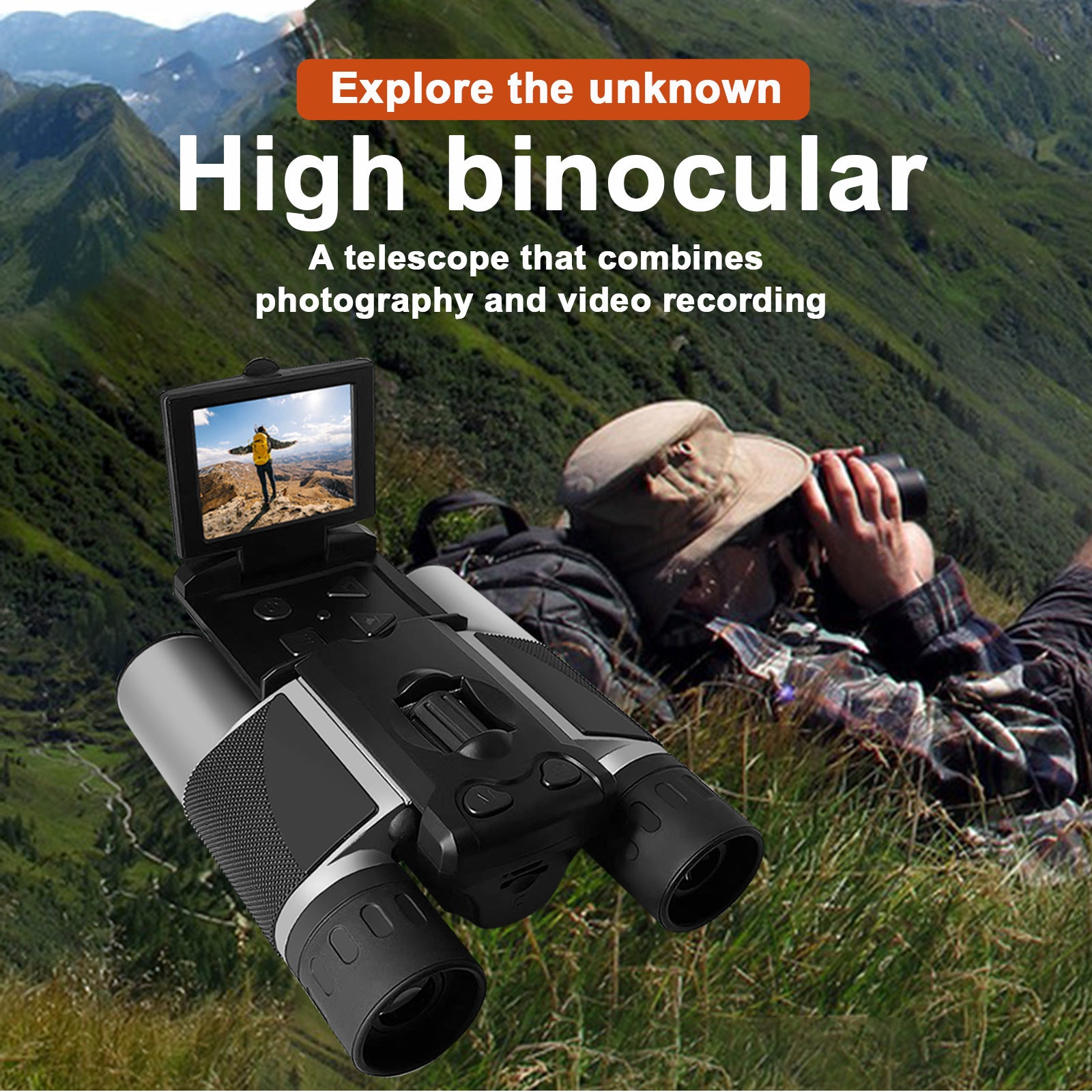 Black HD Digital Camera Binoculars 8X Zoom - Record Video & Photos with LCD Screen, Starlight Night Vision V888-ELOSUNG27372