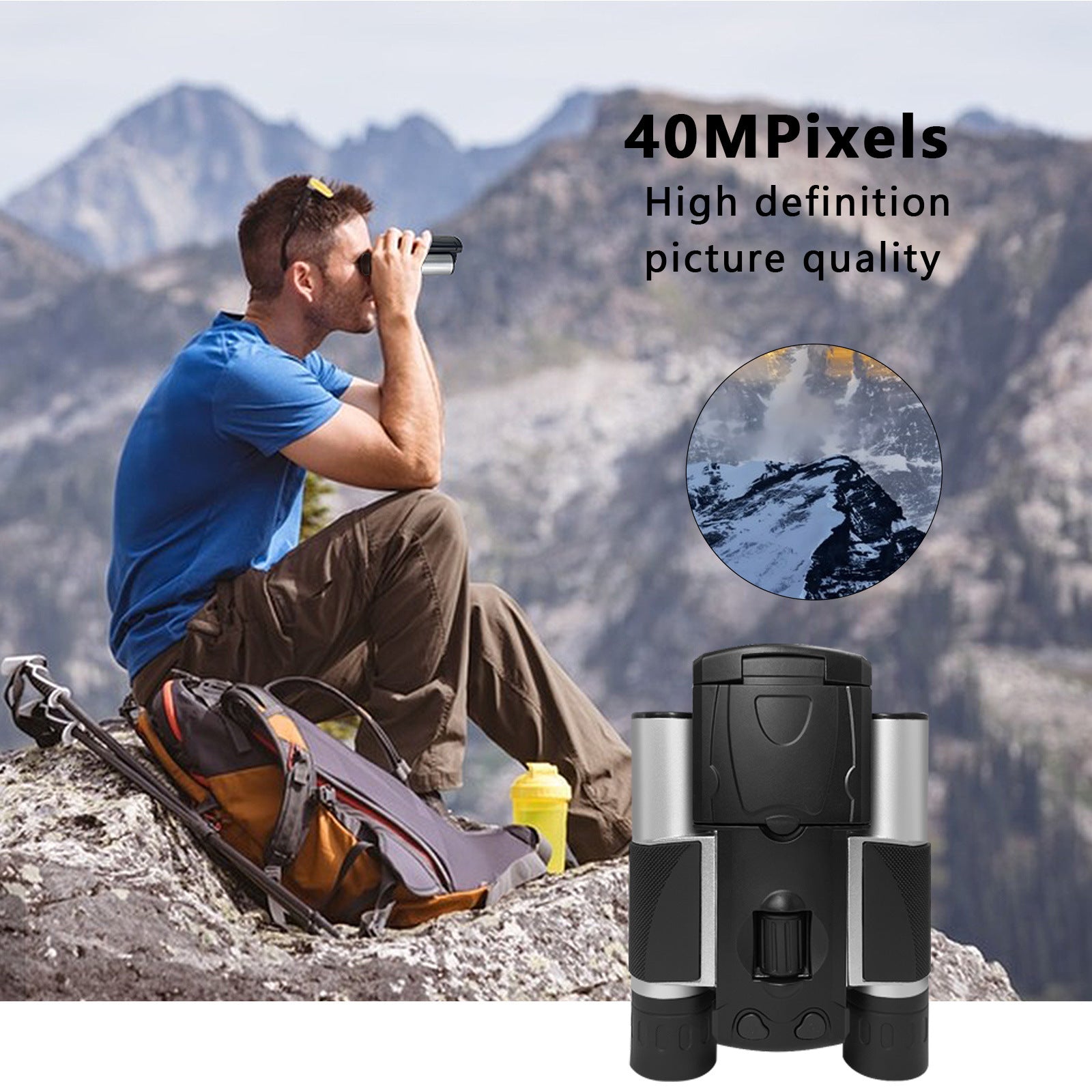 Black HD Digital Camera Binoculars 8X Zoom - Record Video & Photos with LCD Screen, Starlight Night Vision V888-ELOSUNG27372
