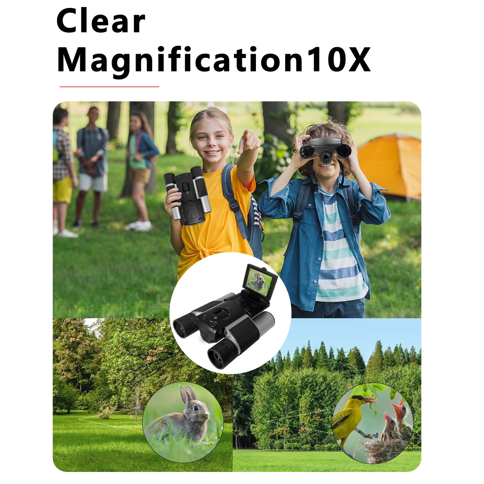 Black HD Digital Camera Binoculars 8X Zoom - Record Video & Photos with LCD Screen, Starlight Night Vision V888-ELOSUNG27372