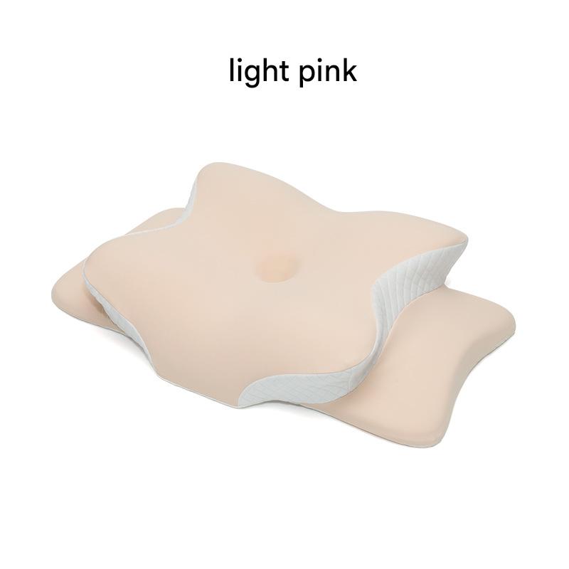 Light Pink Ergonomic Butterfly Memory Foam Pillow - Cervical Neck Support for Side, Back & Stomach Sleepers, V888-ELOSUNG27379