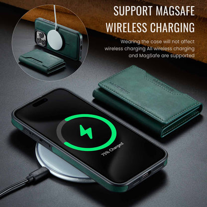 Black Premium MagSafe Wallet Case for iPhone 16 Pro Max - Detachable PU Leather Magnetic Card Holder V888-ELOSUNG27392