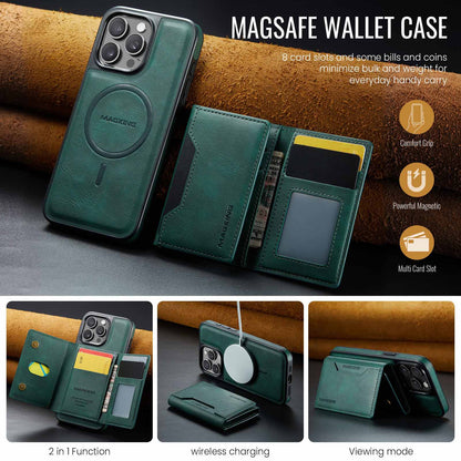 Brown Premium MagSafe Wallet Case for iPhone 16 Pro Max - Detachable PU Leather Magnetic Card Holder V888-ELOSUNG27393