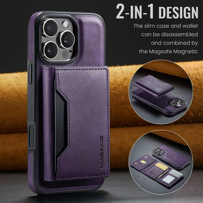Purple Premium MagSafe Wallet Case for iPhone 16 Pro Max - Detachable PU Leather Magnetic Card Holder V888-ELOSUNG27395