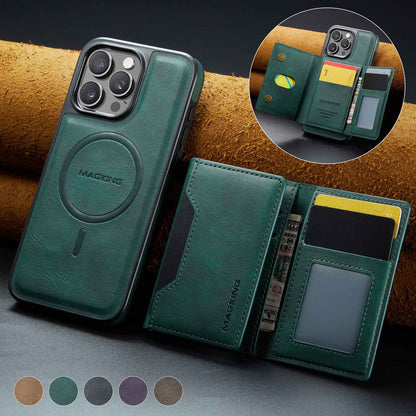 Green Premium MagSafe Wallet Case for iPhone 16 Pro - Detachable PU Leather Magnetic Card Holder V888-ELOSUNG27397