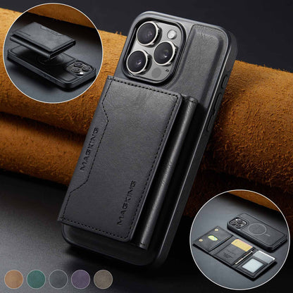 Black Premium MagSafe Wallet Case for iPhone 16 Pro - Detachable PU Leather Magnetic Card Holder V888-ELOSUNG27398