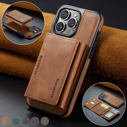 Brown Premium MagSafe Wallet Case for iPhone 16 Pro - Detachable PU Leather Magnetic Card Holder V888-ELOSUNG27399