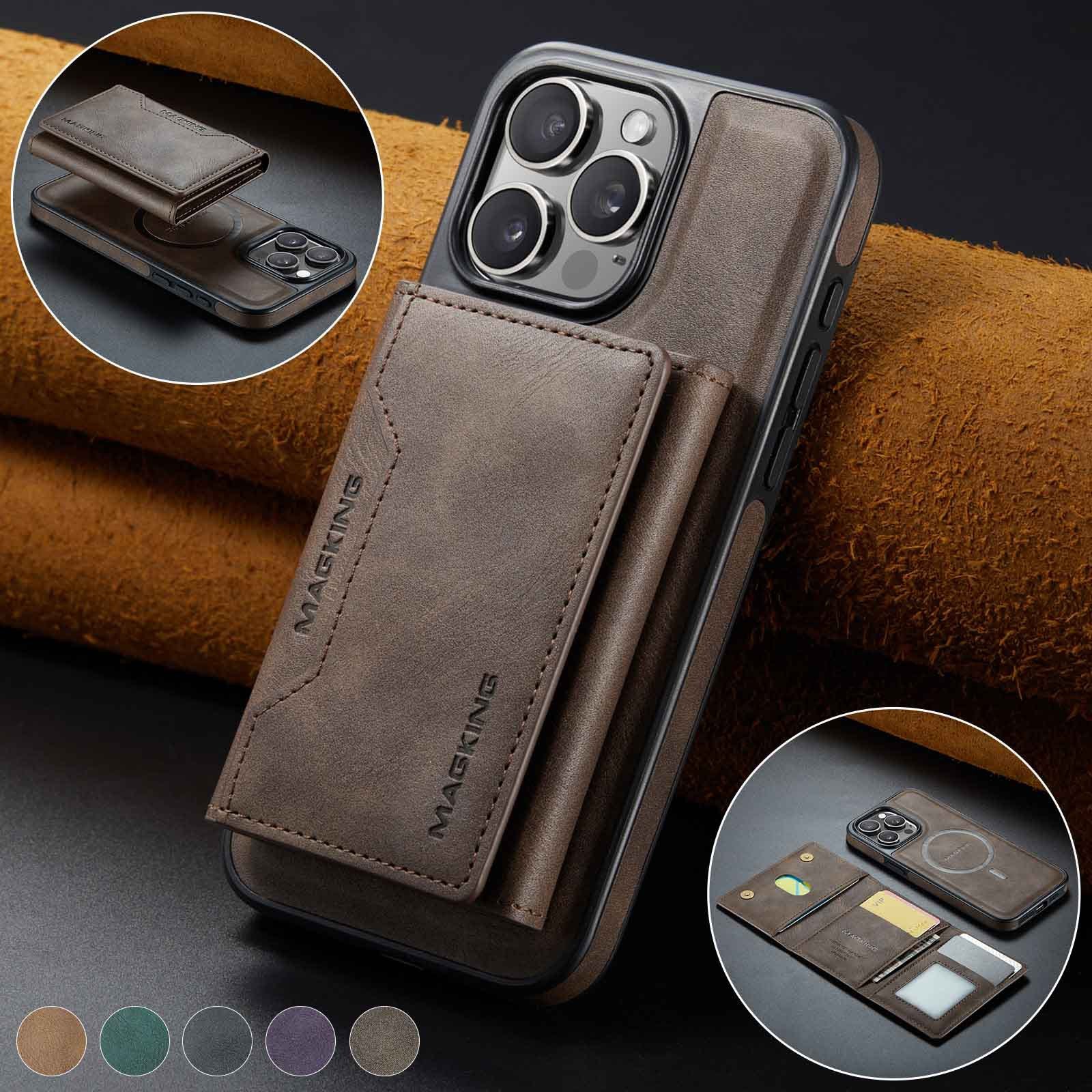 Coffee Premium MagSafe Wallet Case for iPhone 16 Pro - Detachable PU Leather Magnetic Card Holder V888-ELOSUNG27400