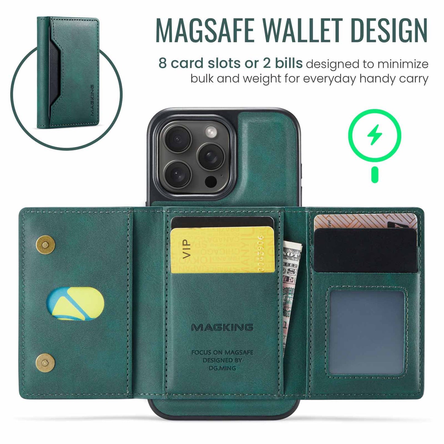 Purple Premium MagSafe Wallet Case for iPhone 16 Pro - Detachable PU Leather Magnetic Card Holder V888-ELOSUNG27401