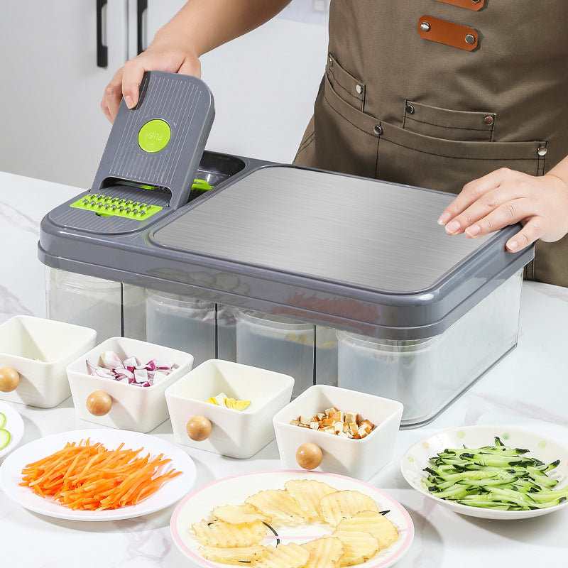 Green And Grey Ultimate 12-in-1 Multi-Functional Vegetable Slicer Dicer Chopper - Mandoline with Storage V888-ELOSUNG27407