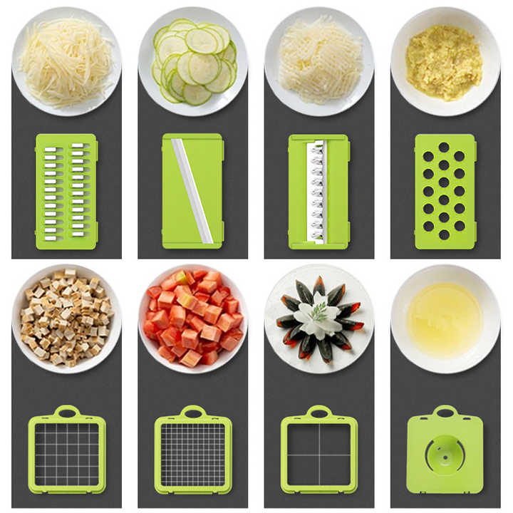Green And Grey Ultimate 12-in-1 Multi-Functional Vegetable Slicer Dicer Chopper - Mandoline with Storage V888-ELOSUNG27407
