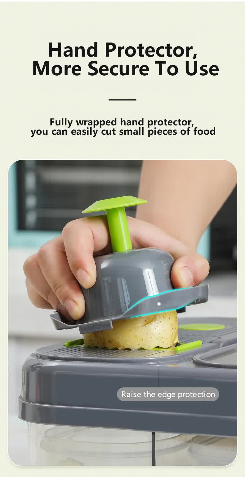 Green And Grey Ultimate 12-in-1 Multi-Functional Vegetable Slicer Dicer Chopper - Mandoline with Storage V888-ELOSUNG27407