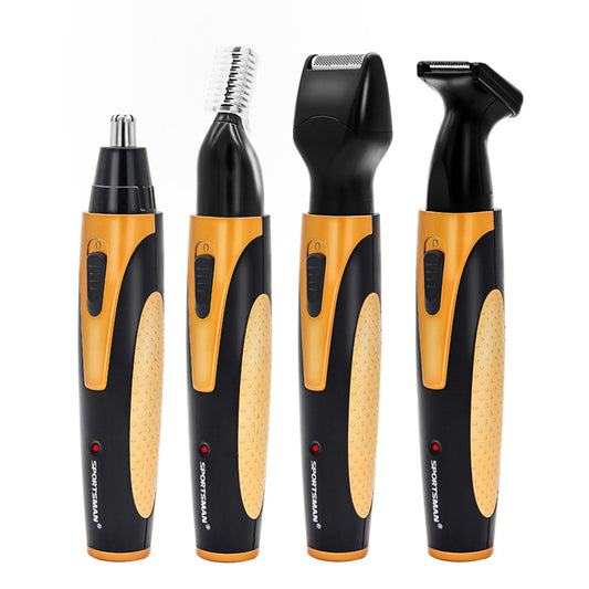 Gold and Black Versatile 4-in-1 USB Rechargeable Men's Grooming Kit - Precision Nose, Ear, Eyebrow Trimmer & V888-ELOSUNG27417