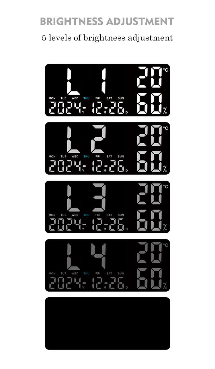 Black Background With Green and White Light Sleek Large LED Digital Wall & Desk Clock - Remote Control, V888-ELOSUNG27420