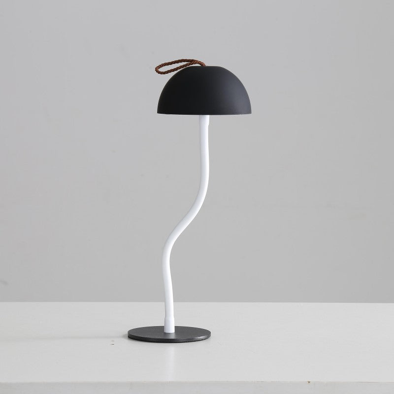 Black Sleek Minimalist LED Mushroom Table Lamp - Rechargeable 3-Color Touch Control, Bar & Ambient Light V888-ELOSUNG27426