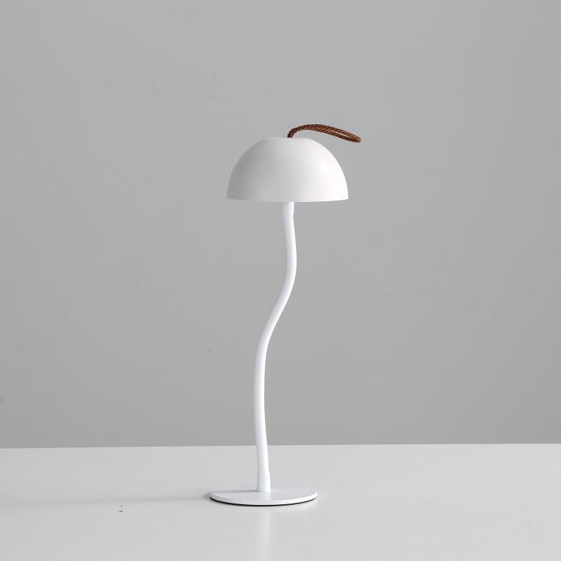 White Sleek Minimalist LED Mushroom Table Lamp - Rechargeable 3-Color Touch Control, Bar & Ambient Light V888-ELOSUNG27427
