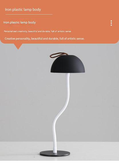 White Sleek Minimalist LED Mushroom Table Lamp - Rechargeable 3-Color Touch Control, Bar & Ambient Light V888-ELOSUNG27427