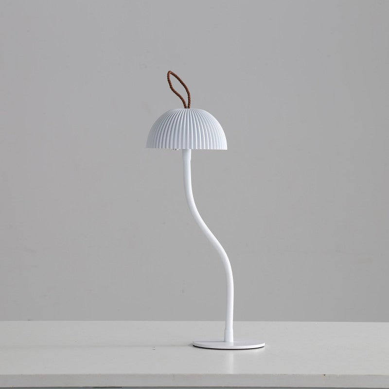White Three-dimensional stripes Sleek Minimalist LED Mushroom Table Lamp - Rechargeable 3-Color Touch V888-ELOSUNG27428