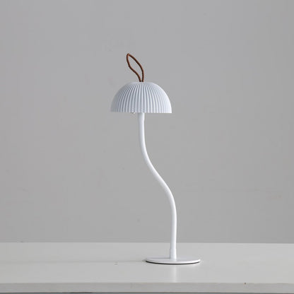 White Three-dimensional stripes Sleek Minimalist LED Mushroom Table Lamp - Rechargeable 3-Color Touch V888-ELOSUNG27428