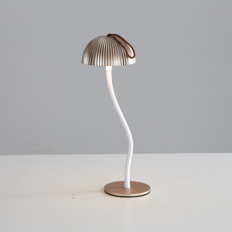 Gold Three-dimensional stripes Sleek Minimalist LED Mushroom Table Lamp - Rechargeable 3-Color Touch Control, V888-ELOSUNG27430