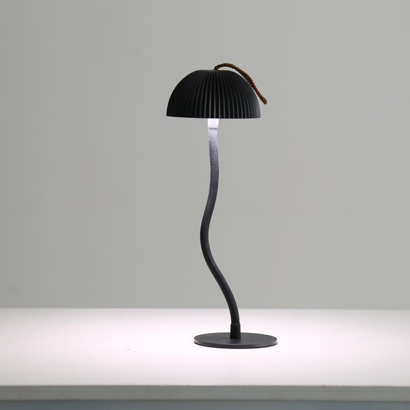 Black Three-dimensional stripes Sleek Minimalist LED Mushroom Table Lamp - Rechargeable 3-Color Touch V888-ELOSUNG27431
