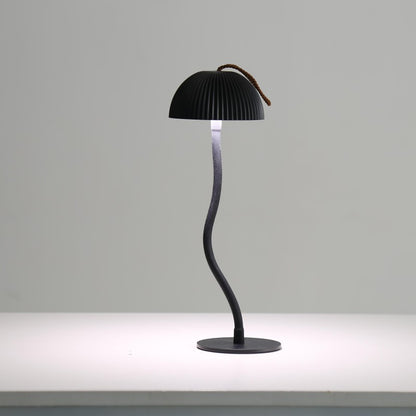 Black Three-dimensional stripes Sleek Minimalist LED Mushroom Table Lamp - Rechargeable 3-Color Touch V888-ELOSUNG27431