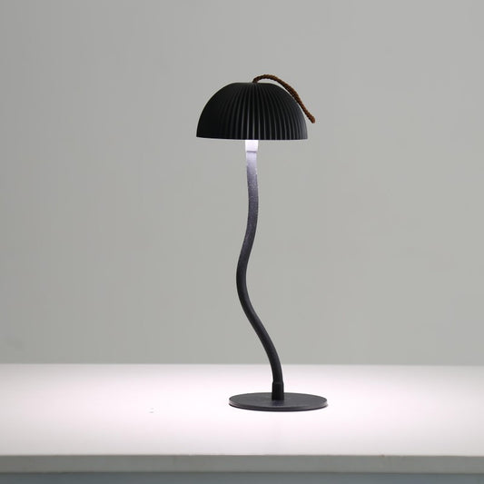 Black Three-dimensional stripes Sleek Minimalist LED Mushroom Table Lamp - Rechargeable 3-Color Touch V888-ELOSUNG27431