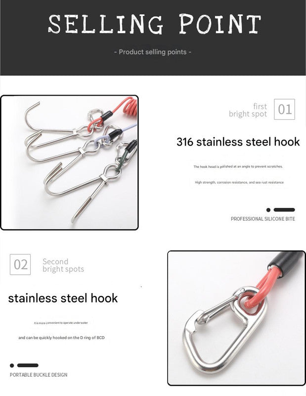 Blue Pro 316 Stainless Steel Diving Reef Hook - Single, Double Combo Pack - Current Hook with Coiled Safety V888-ELOSUNG27432
