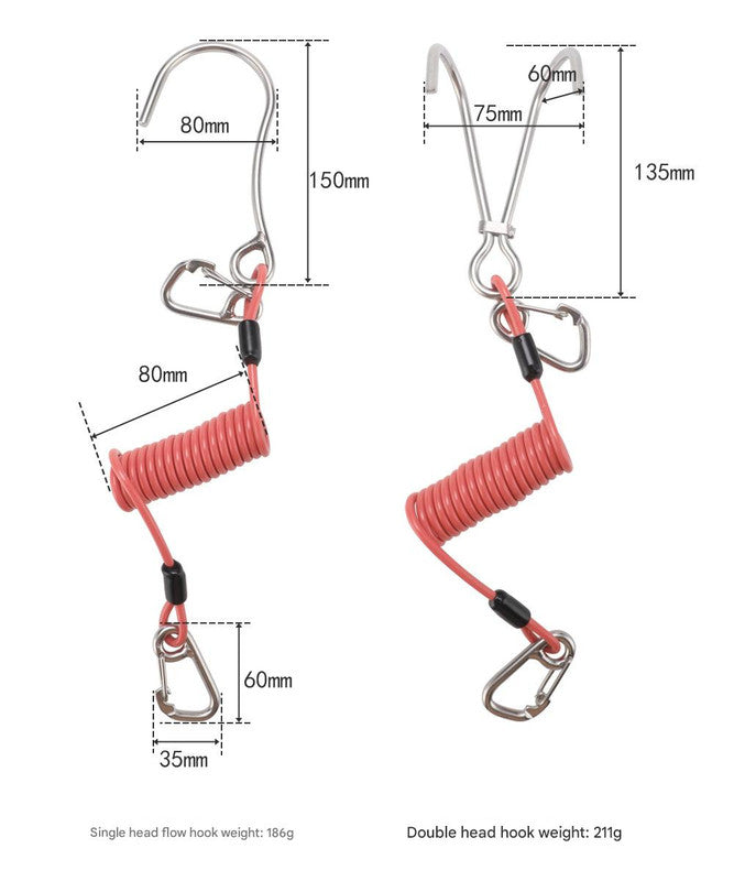 Blue Pro 316 Stainless Steel Diving Reef Hook - Single, Double Combo Pack - Current Hook with Coiled Safety V888-ELOSUNG27432