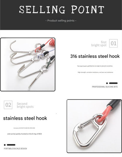 Green Pro 316 Stainless Steel Diving Reef Hook - Single, Double Combo Pack - Current Hook with Coiled Safety V888-ELOSUNG27433