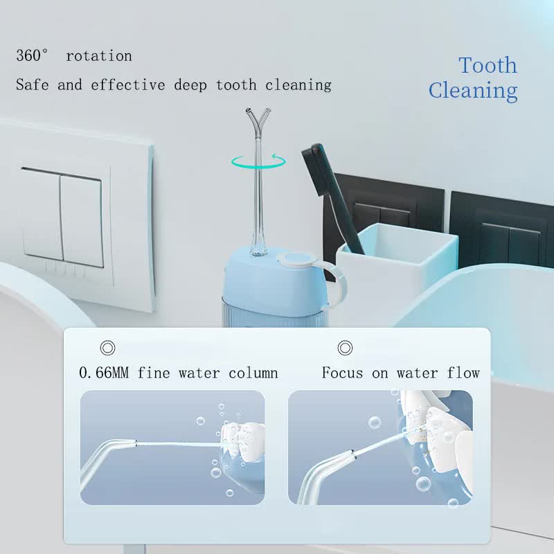 White Advanced Portable Water Flosser - USB Rechargeable Cordless Oral Irrigator, 3 Modes, IPX7 Waterproof V888-ELOSUNG27437