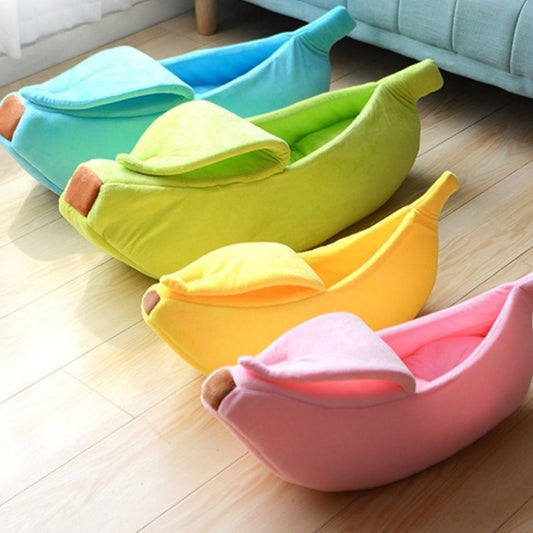 Yellow Cozy Banana Peel Pet Bed - Plush & Warm Cave House for Cats & Small Dogs (Large) V888-ELOSUNG27452