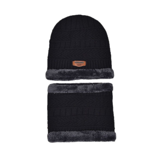 Black Men's 5-Piece Winter Essentials Set - Lined Beanie Hat, Neck Warmer, Touchscreen Gloves & 2 Pairs V888-ELOSUNG27456